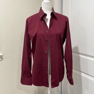 Express 1MX fitted maroon button up dress shirt